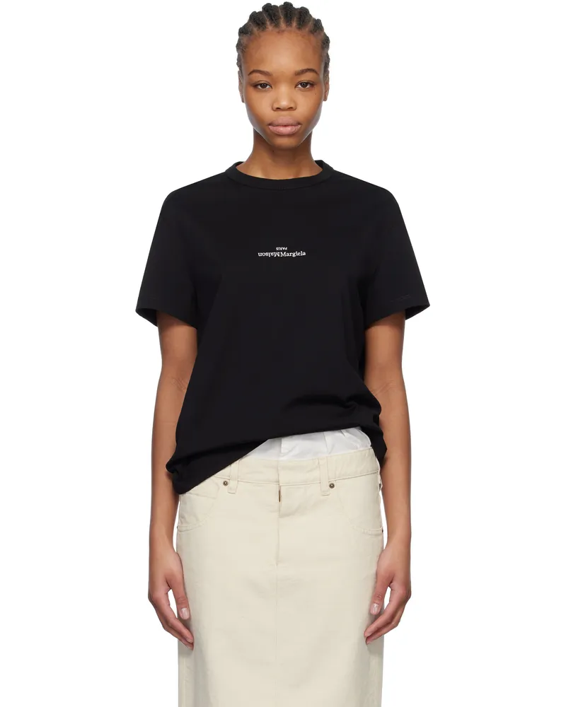 Maison Margiela Black Distorted Logo T-shirt 900