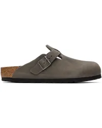 Birkenstock Gray Regular Boston Soft Footbed Loafers Iron