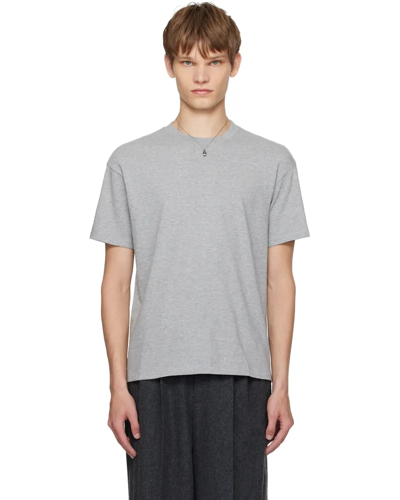 AURALEE Gray Seamless Crew Neck T-shirt Top