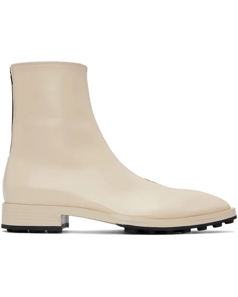 Jil Sander Off-White Leather Ankle Boots 110