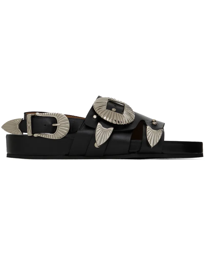 Toga SSENSE Exclusive Black Oversized Buckle Sandals Aj1149