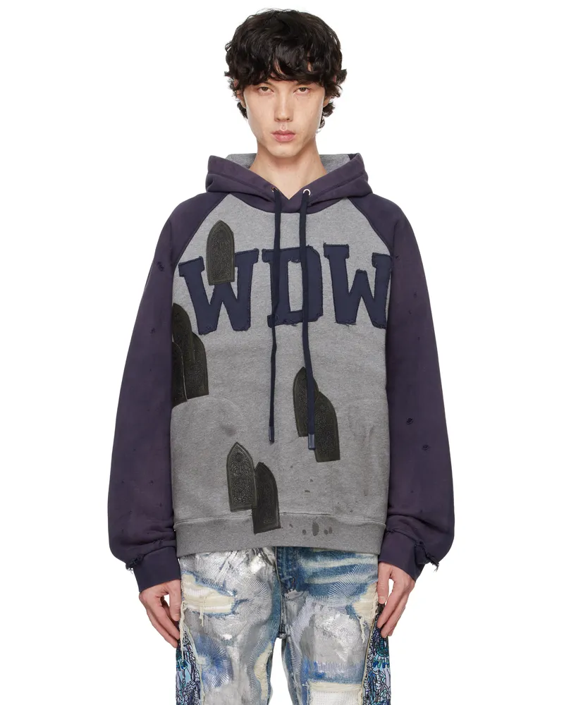 WHO DECIDES WAR Gray & Purple Faded 'WDW' Hoodie Vintage