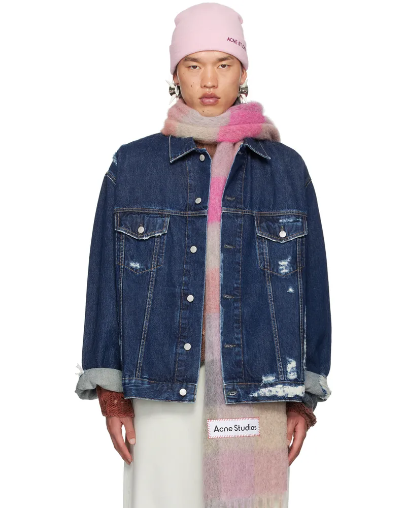 Acne Studios Blue Distressed Denim Jacket Auz