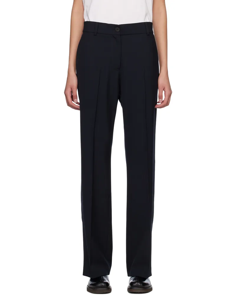 Studio Nicholson Navy Rie Trousers Darkest