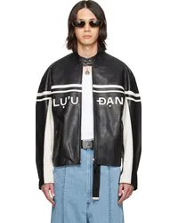 LU'U DAN Black & White Paneled Leather Jacket Black