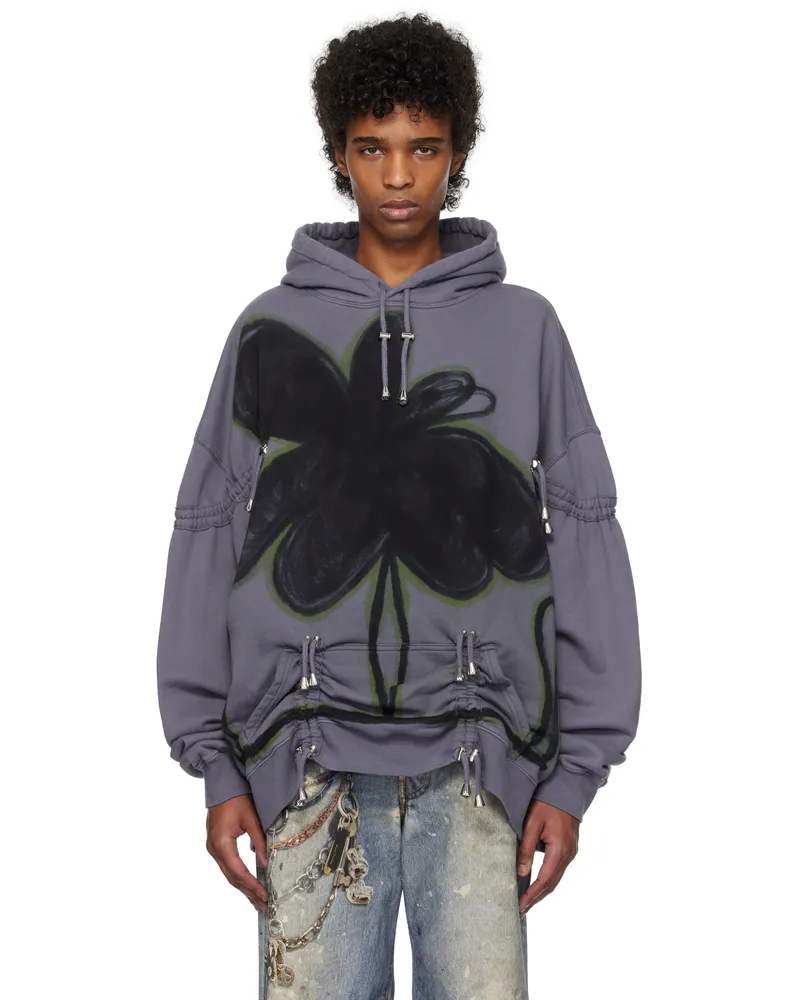 Collina Strada Purple Rhinestone Burst Hoodie Midnight