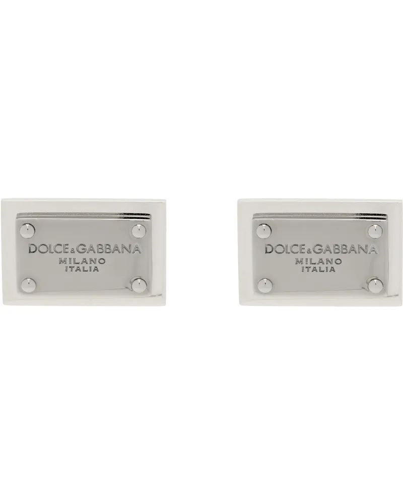 Dolce & Gabbana Silver Logo Tag Cufflinks Argento