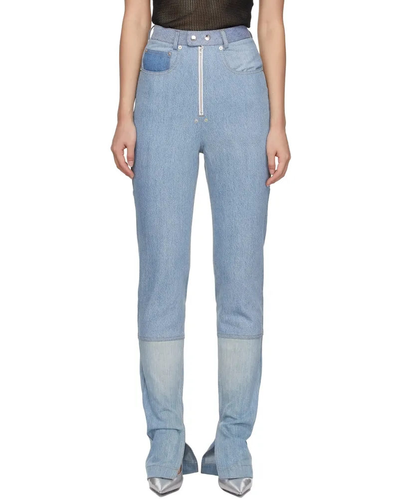 BONBOM Blue Slit Bottom Jeans Denim