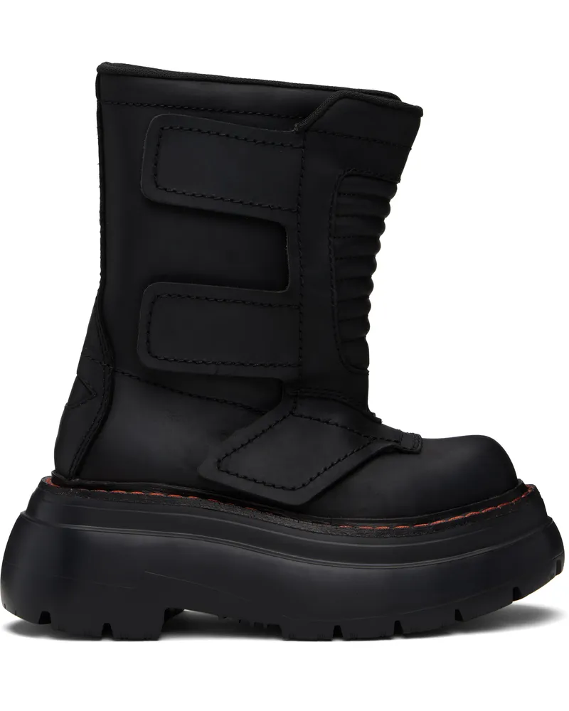 R13 Black Chunky Racing Boots Metallic