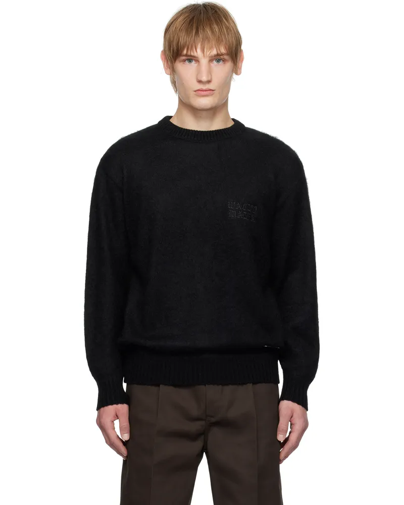 Wacko Maria Black Mohair Crew Neck Sweater Black