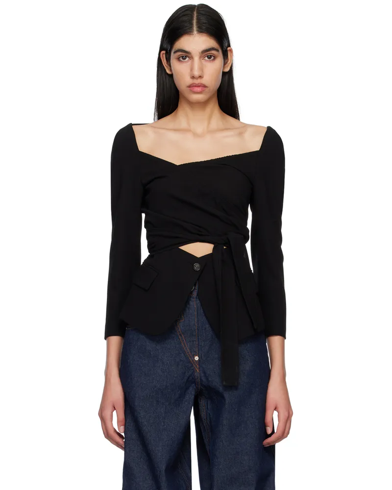 pushBUTTON Black Wrap Blazer Black