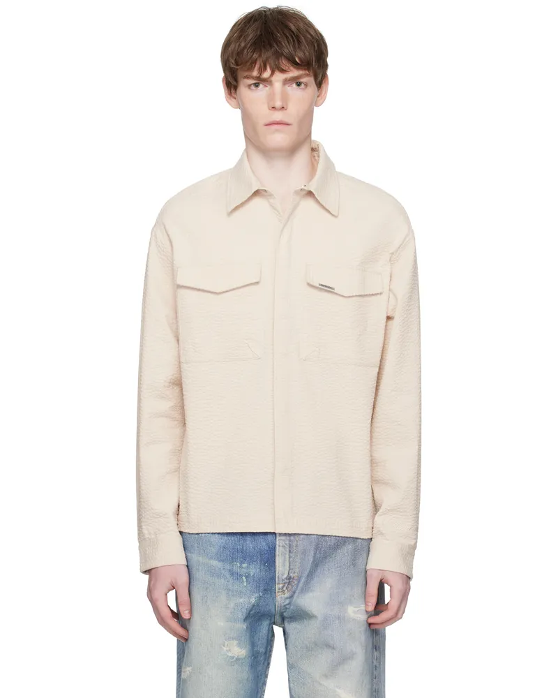 REPRESENT Off-White Textured Long Sleeve Shirt Champagne