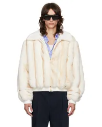 Casablanca Paris Off-White Faux-Fur Bomber Jacket Off-white