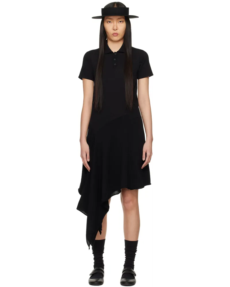 Yohji Yamamoto Black Polo Midi Dress Black