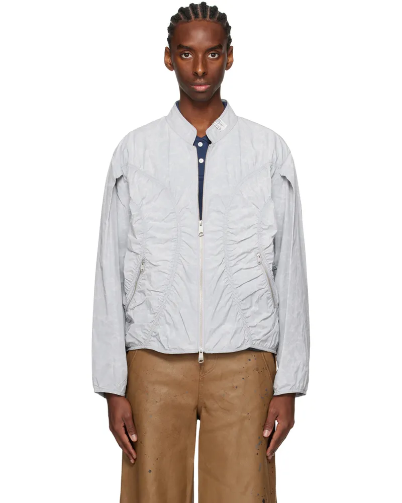 Adererror Gray Ruched Bomber Jacket Light