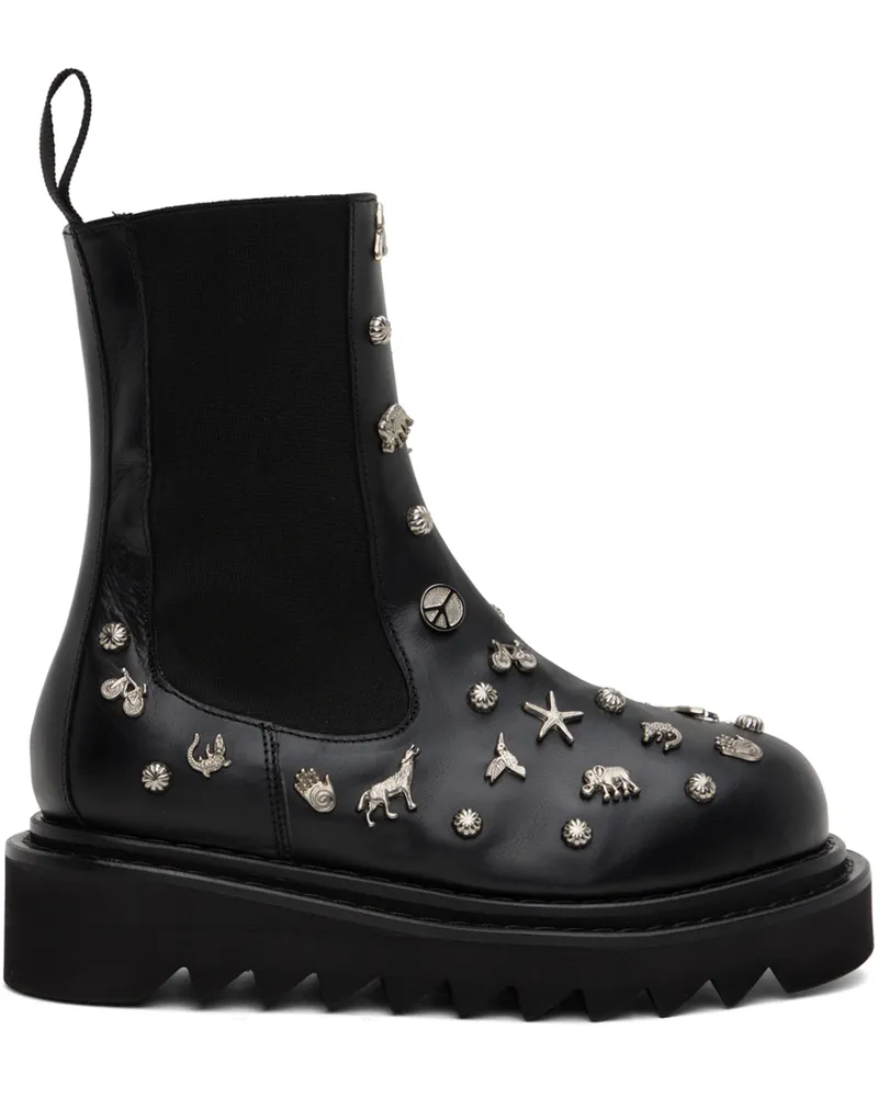 Toga Black Embellished Boots Aj1245