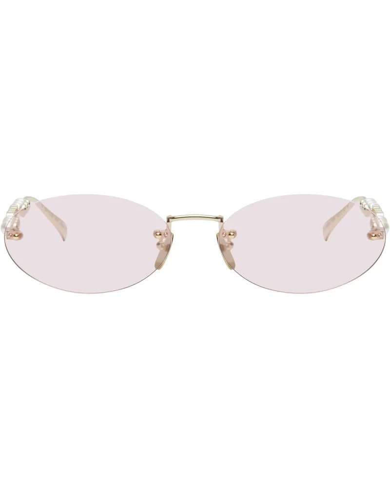 Gucci Gold Oval Frame Sunglasses 004