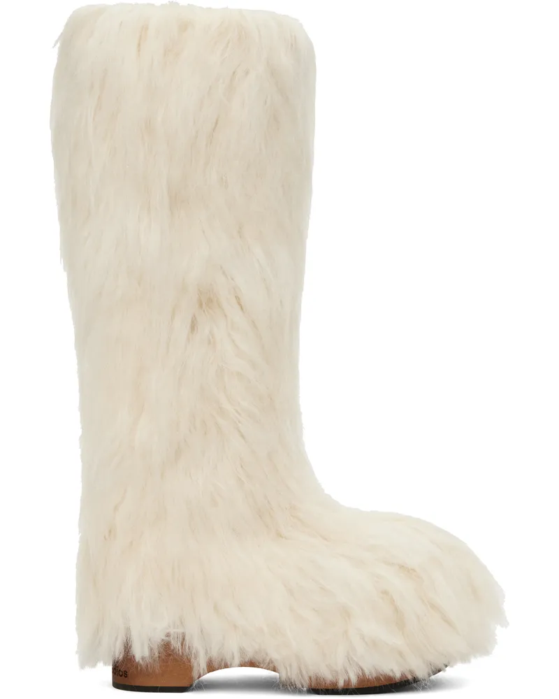 Acne Studios Off-White Furry Clog Boots Aeg