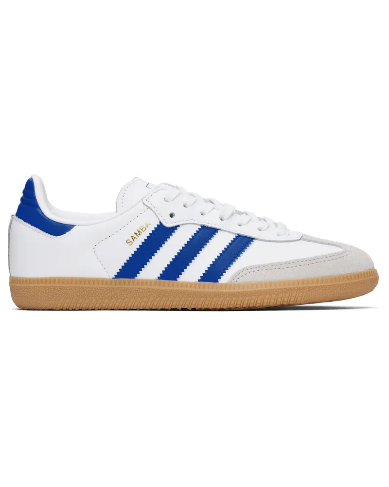 adidas Big Kids White & Blue Samba OG Sneakers Ftwr