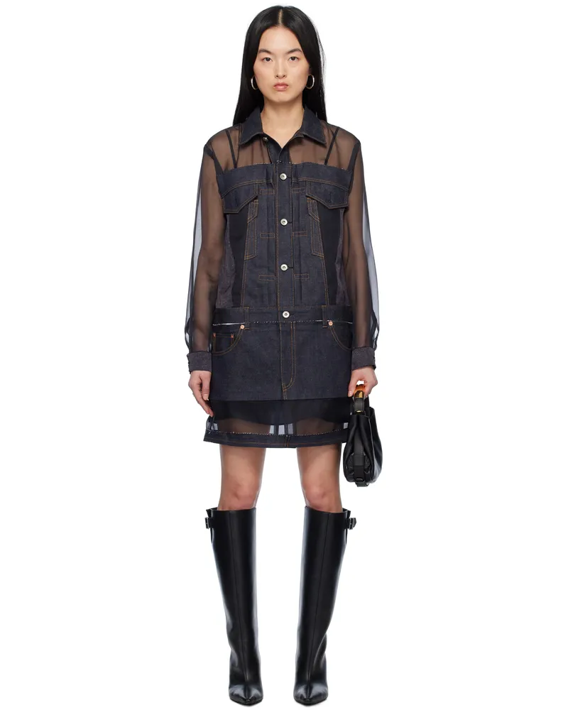 Sacai Indigo Mix Denim Minidress 499