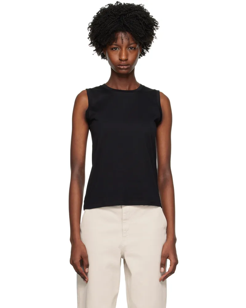 Sunspel Black Crewneck Tank Top Black