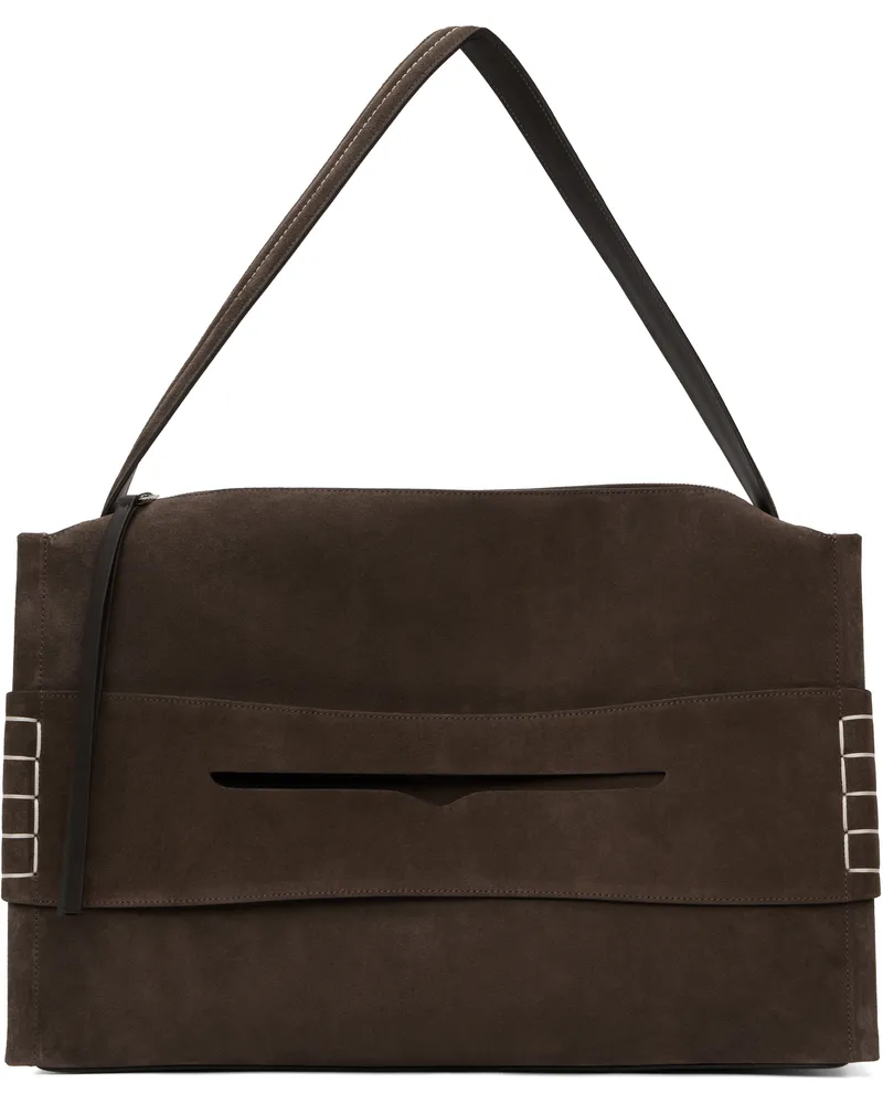 J.W.Anderson Brown Large Loafer Suede Bag 600
