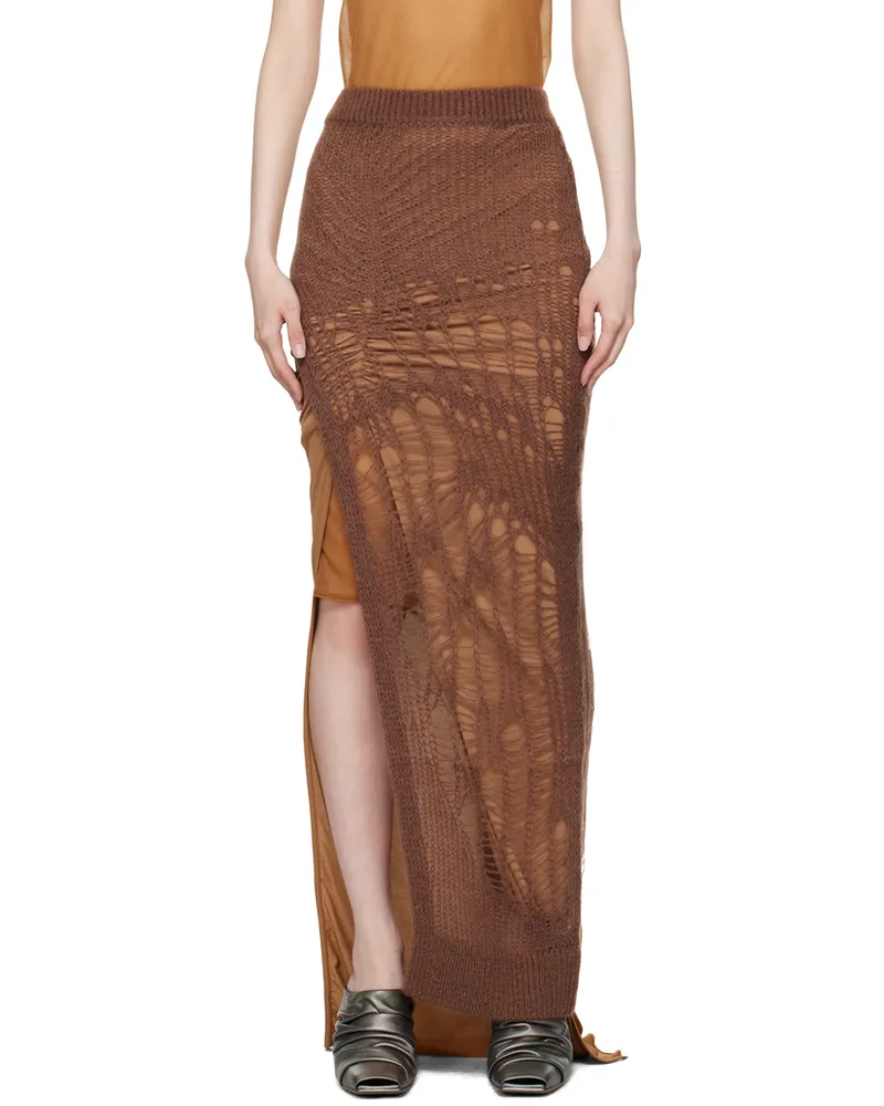 Rick Owens Brown Porterville Spider Ziggy Maxi Skirt 74