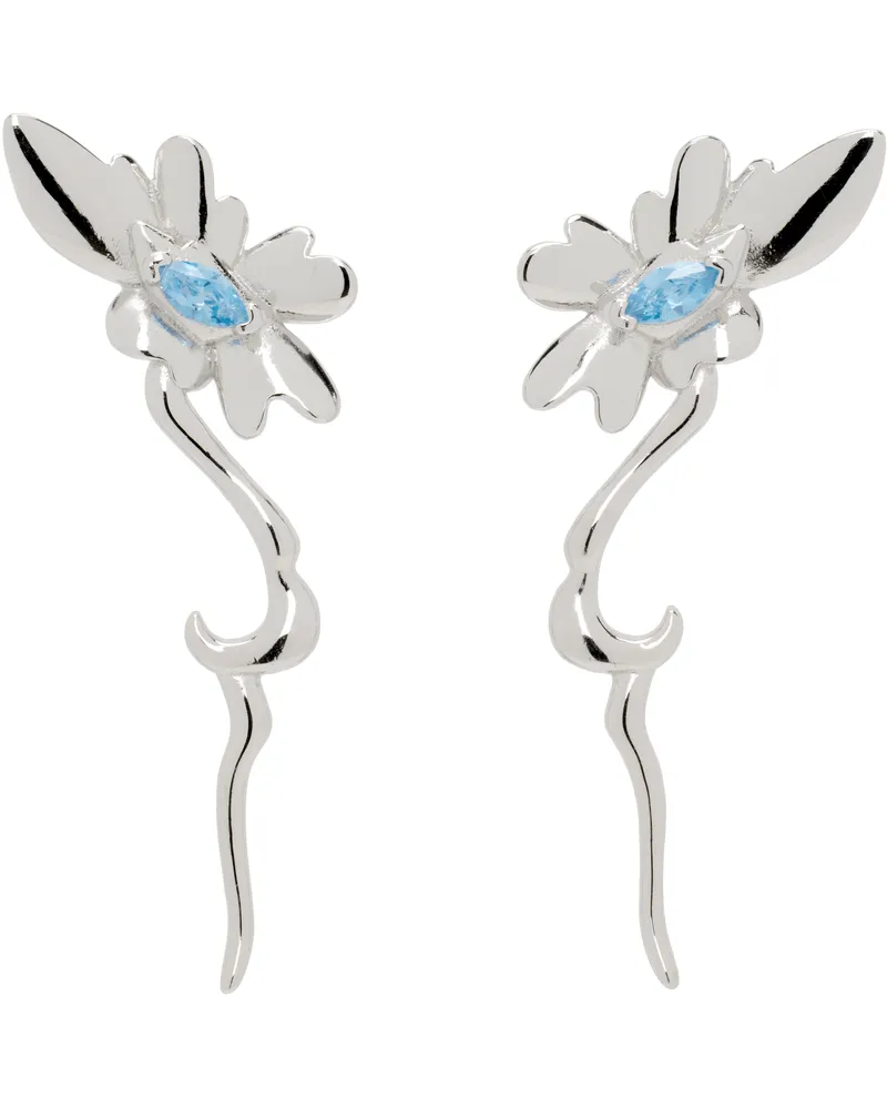 Collina Strada Silver & Blue Daisy Earrings Sky