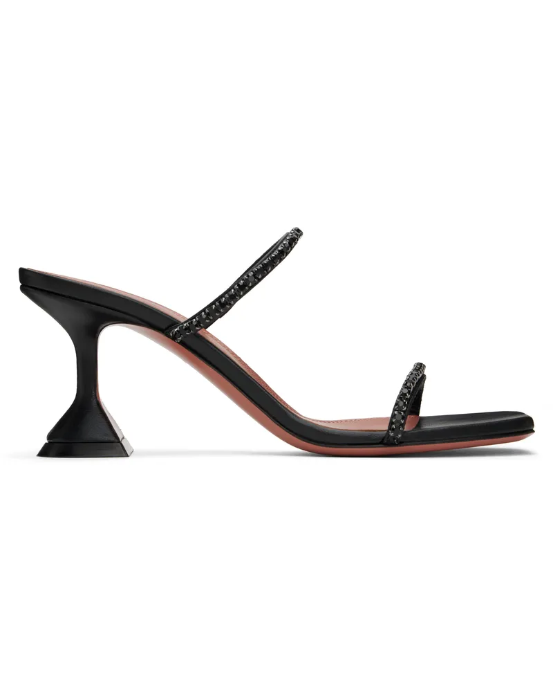Amina Muaddi Black Gilda Slipper Heeled Sandals Black