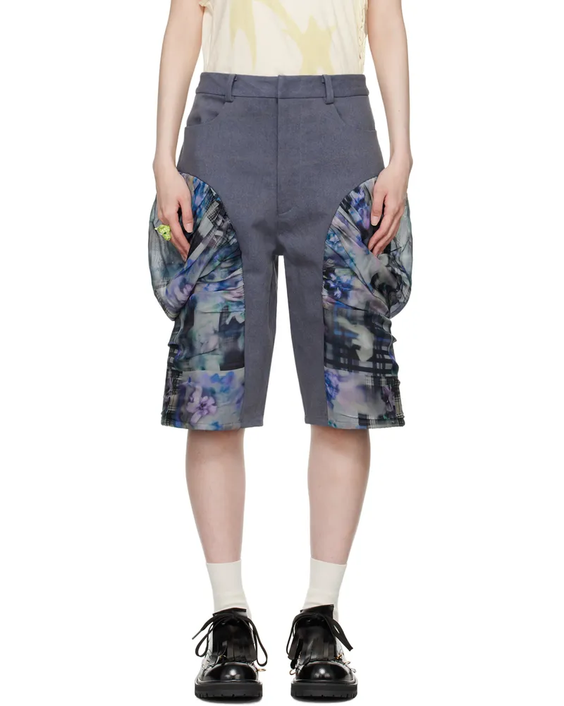 Collina Strada Navy Giva Denim Shorts Navy