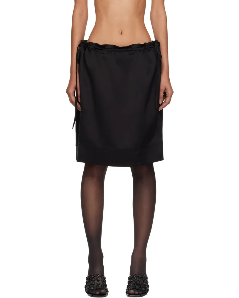 Totême Black Drawstring Satin Miniskirt Black