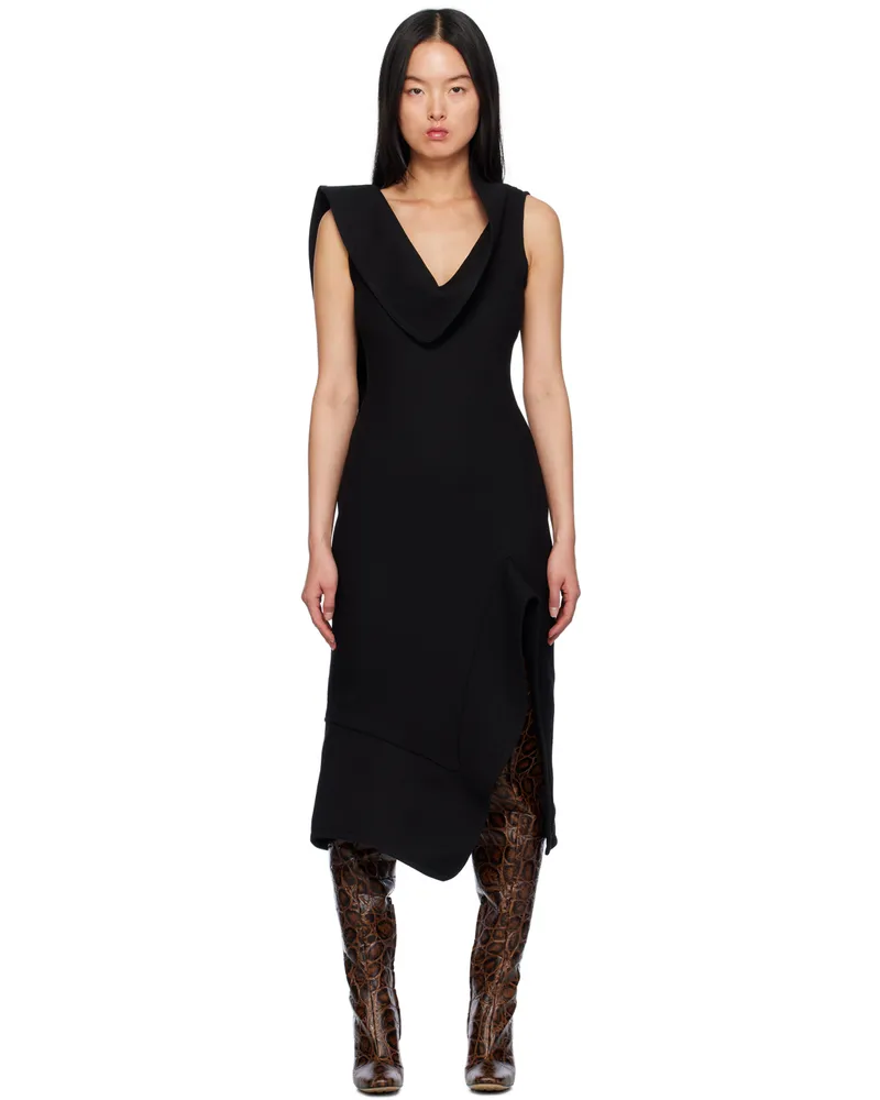 Bottega Veneta Black Structured Midi Dress 1000