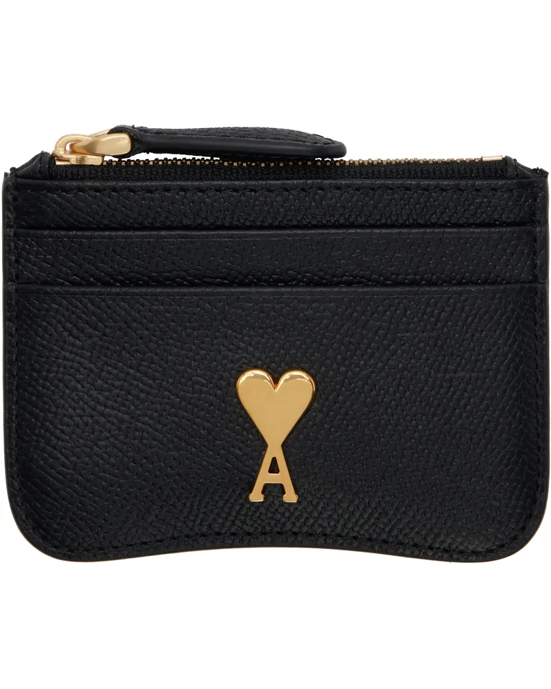 AMI Paris Black Paris Paris Zipped Card Holder Black