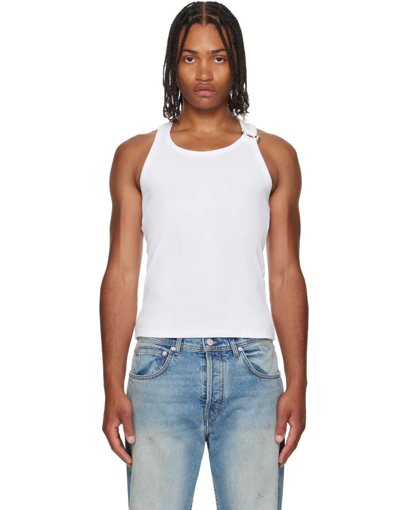 Jean Paul Gaultier White 'The Piercing' Tank Top 01-white