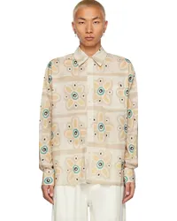 COMMAS Beige Floral Stripe Shirt Painted