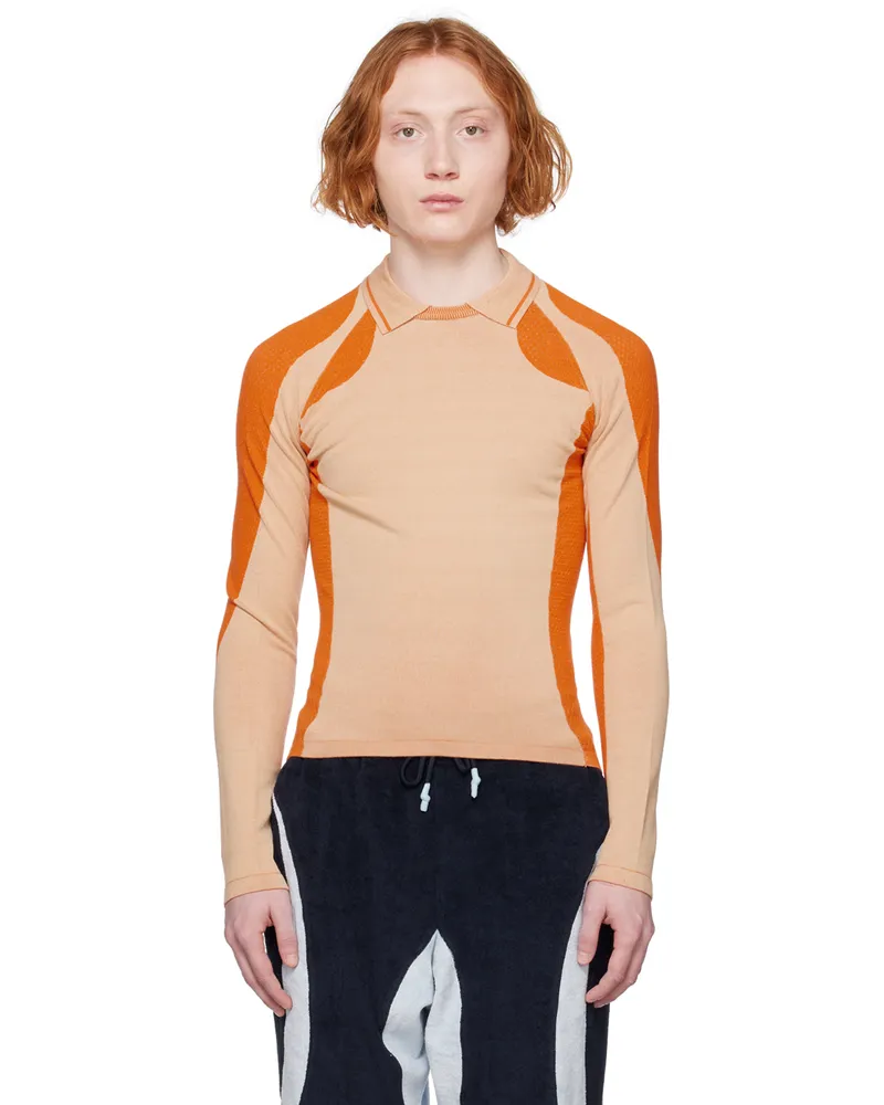 Saul Nash Orange Drop Stitch Polo Orange