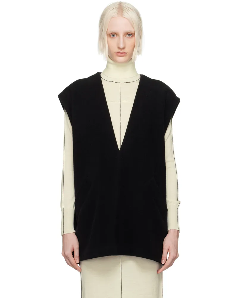 Maison Margiela Black Plunging V-Neck Vest 900