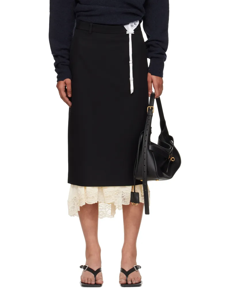 Balenciaga Black Lingerie Tailored Midi Skirt 1000