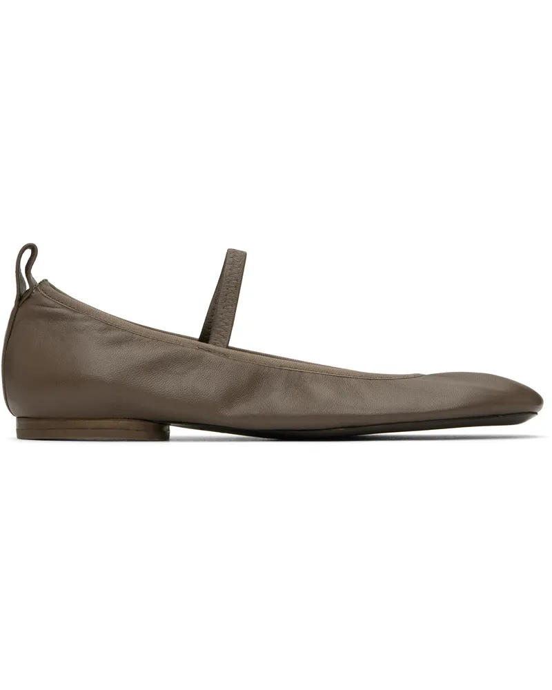 Christophe Lemaire Taupe Square Flat Ballerina Flats Br437