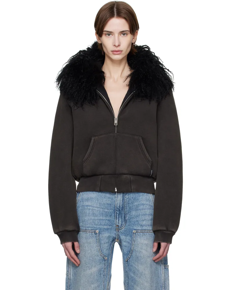 Alexander Wang Gray Faded Shearling Hoodie Washed