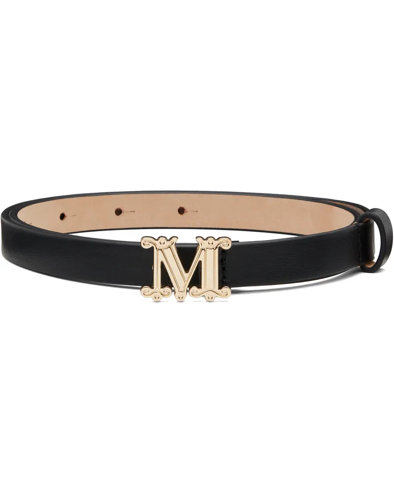Max Mara Black Leather Monogram Belt 007