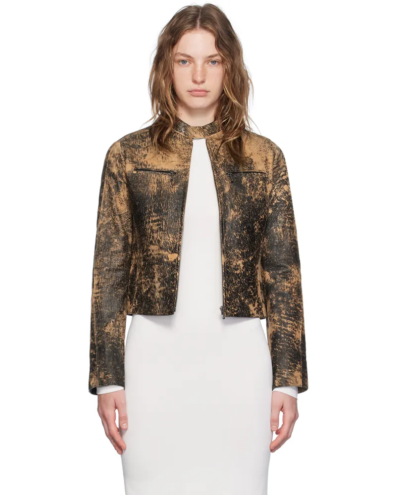 Acne Studios Black Distressed Leather Jacket 900