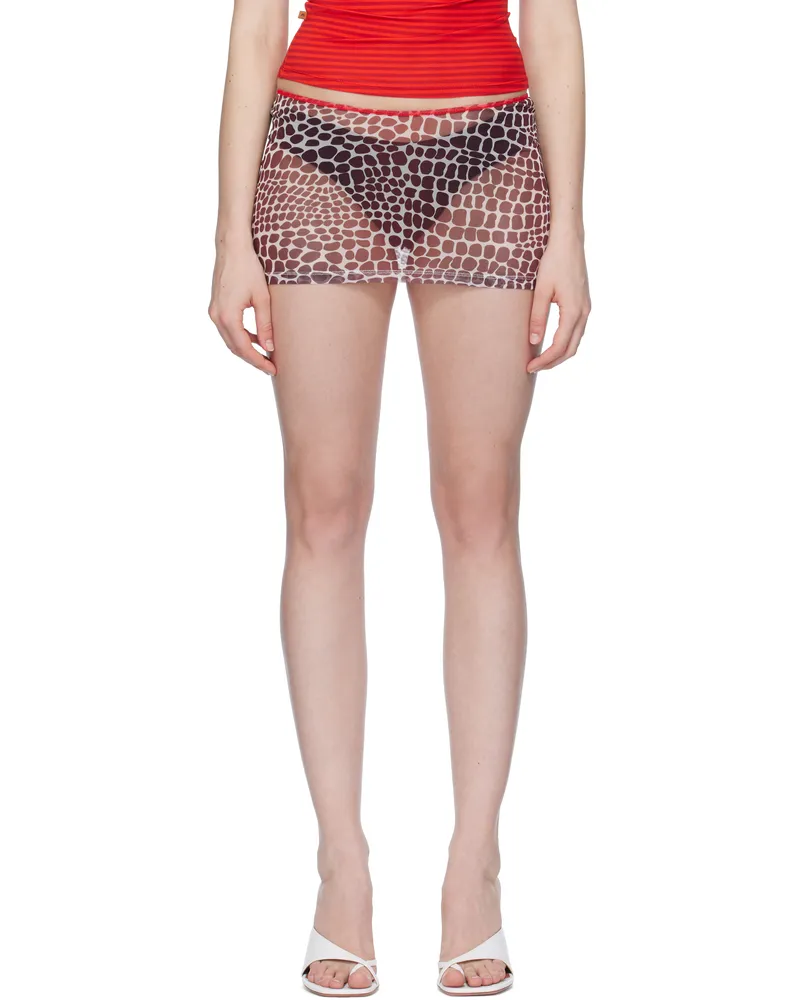 Miaou White & Burgundy Elektra Miniskirt Lizard
