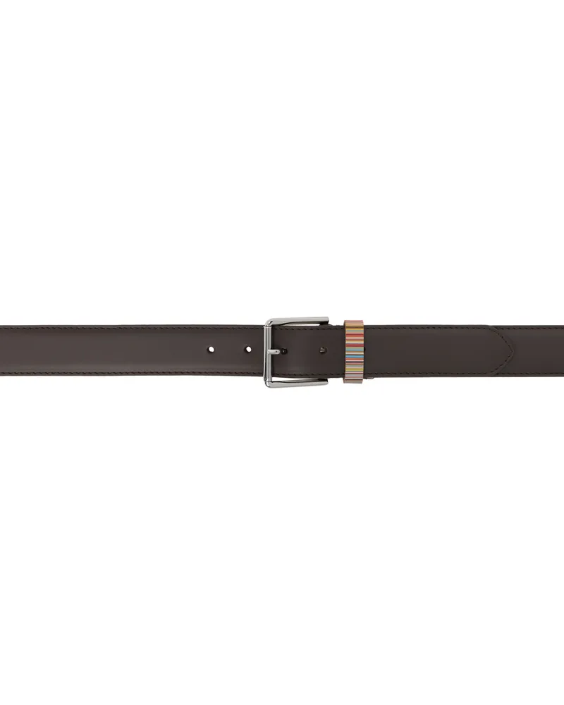 Paul Smith Brown Signature Stripe Keeper Leather Belt 66