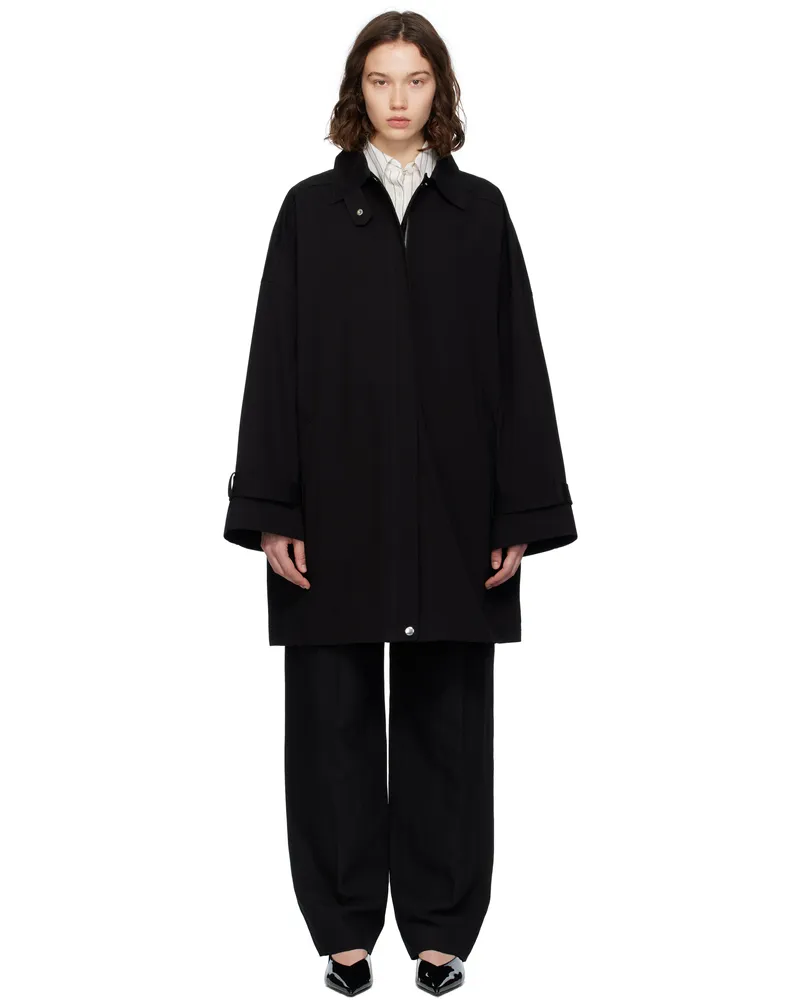 Totême Black Oversized Trench Coat Black