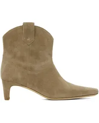 STAUD Taupe Western Wally Ankle Boots Dune