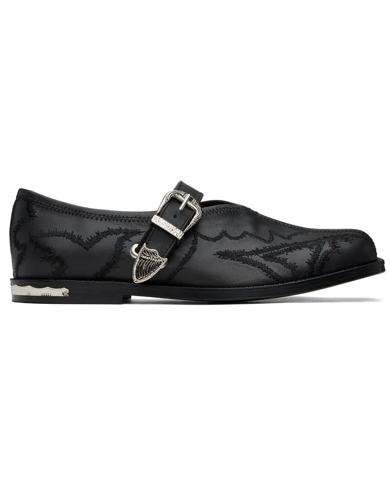 Toga Black Leather Loafers Black