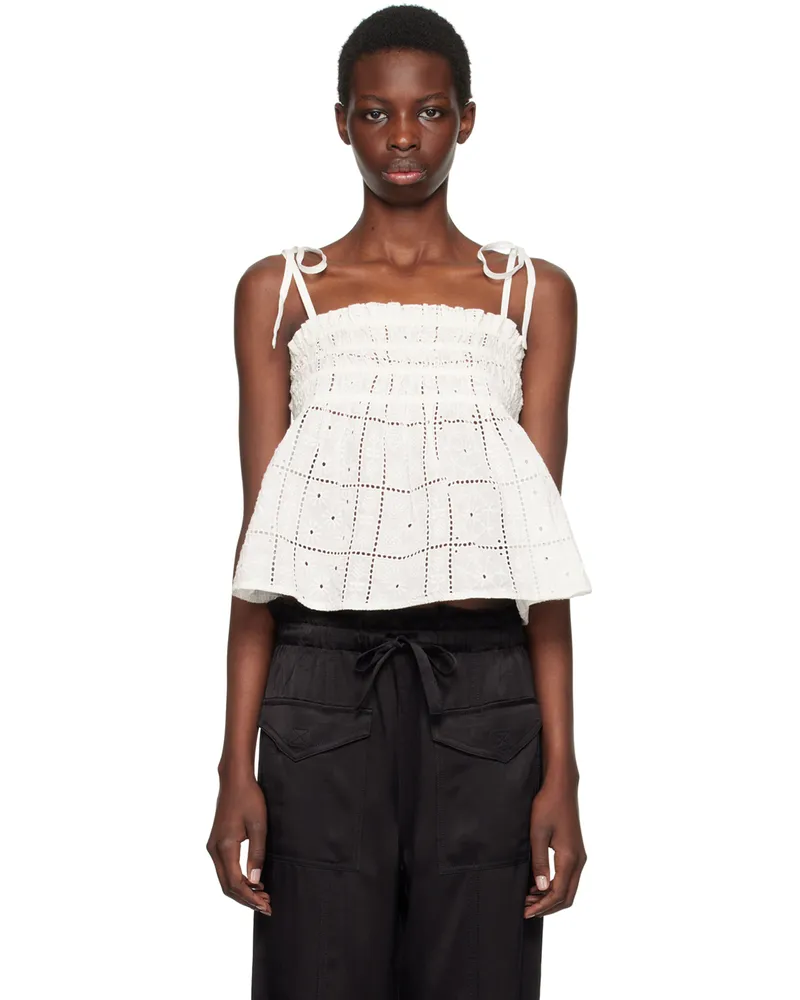 Ganni White Broderie Anglaise Top 135