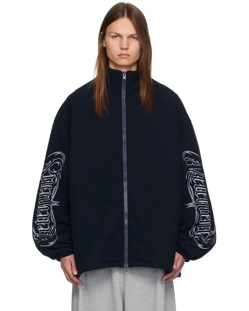 VETEMENTS Navy Embroidered-Logo Jacket Navy