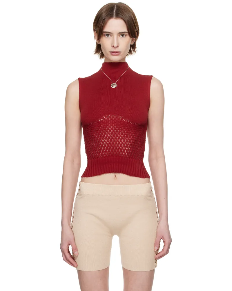 Isa Boulder SSENSE Exclusive Red Honeycomb Sleeveless Top Chilli